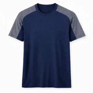 Grey with Blue shoulder Sport T-shirt Large Size