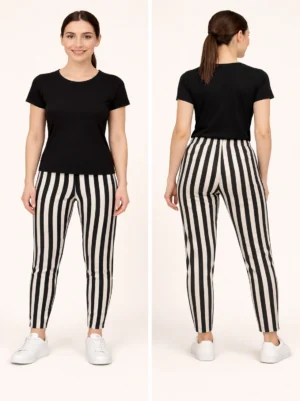 webp46 Black and white stripes Legging Size Small To XL