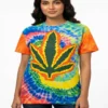 webp56 Tie-Dye Leaf Print T-shirt Large Size