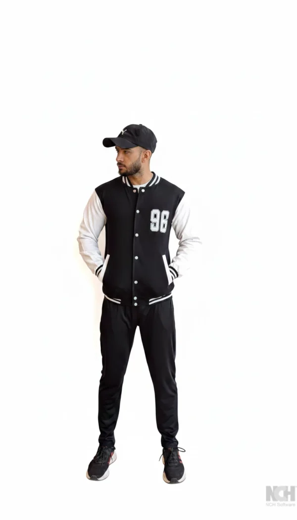 black and White Varsity Jacket small medium large XL