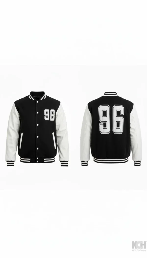 black and White Varsity Jacket small medium large XL