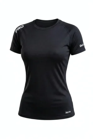 Black active wear women t shirt