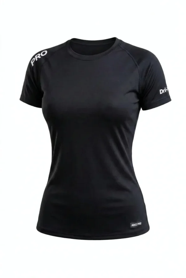 Black active wear women t shirt