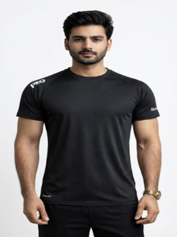 webp35 Pro Dri Fit black men T shirt