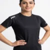 Black active wear women t shirt