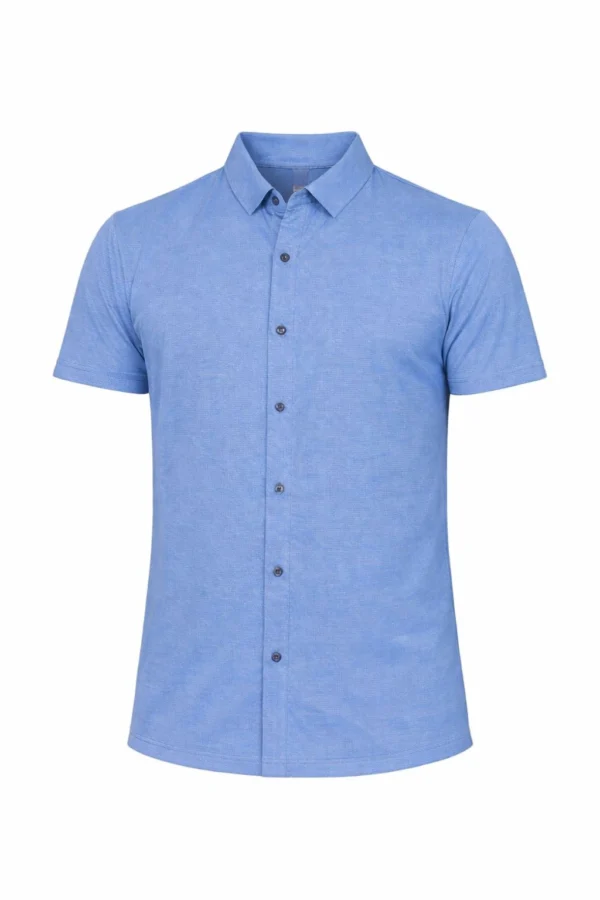 74 AeroFlex Button-down Blue Activewear Shirt