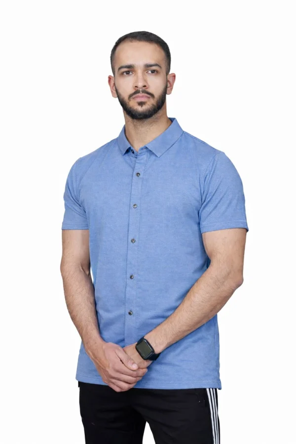 75 AeroFlex Button-down Blue Activewear Shirt
