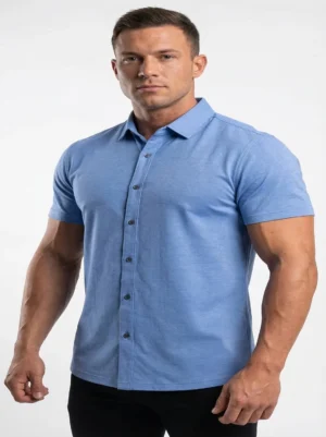 AeroFlex Button-down Blue Activewear Shirt