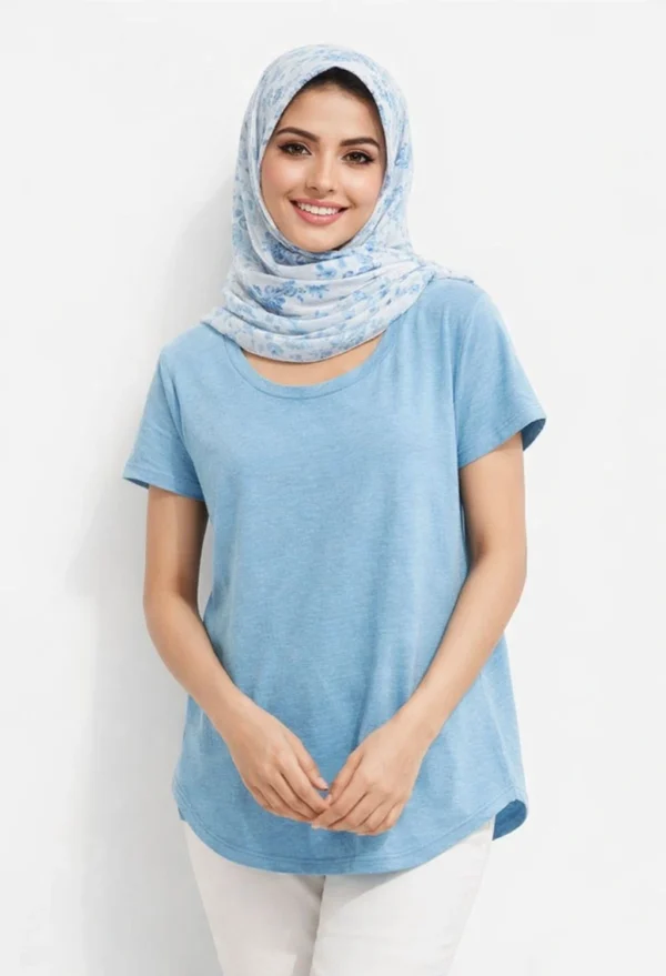 Sky Blue T-Shirt for Ladies Last Piece Special Discount Size Small