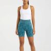 Original Gymshark Teal Abstract Print High-Waist Biker Shorts Size 2X-Small