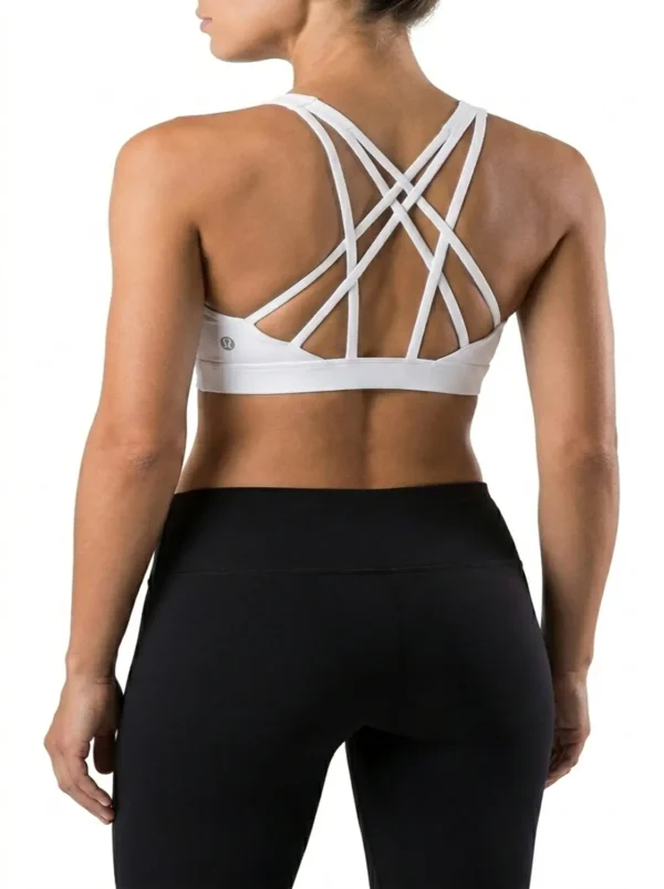20 Original Lululemon Strappy Crisscross Back Sports Bra – Light Support (White) Extra Small
