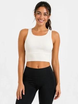 35 Original Lululemon Ribbed High-Neck Longline Training Bra White Extra Small