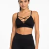 Original OUNO Strappy Front Seamless Sports Bra (Black) Large