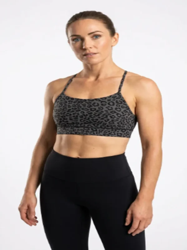 Original Lululemon Align™ Leopard Print Racerback Sports Bra – Grey/Black Small