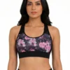 Midnight Bloom Racerback Small Size Sports Bra