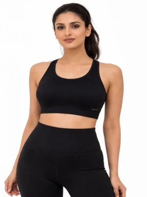 Essential Black Racerback Medium Size Sports Bra