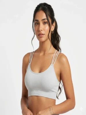 Seamless Ribbed Criss-Cross Back Sports Bra Size Small