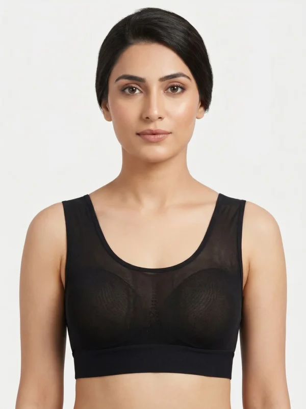 make_a_new_202604211653 Women’s Sheer Mesh Sports Bra (Black, Size Medium Support) 🖤