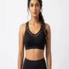 Classic Black Mesh Panel Racerback Medium-Support Sports Size X-Small