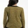 webp 63 Women’s Olive Green Contrast Trim Button-Front Long Sleeve Shirt Size Medium