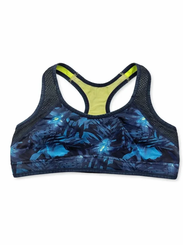 webp27 Midnight Blue Tropical Print Racerback Sports Bra XXS Size