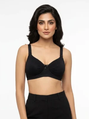 Classic Comfort Black Full-Coverage Support Bra Size Small