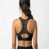 Classic Black Mesh Panel Racerback Medium-Support Sports Size X-Small