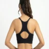 Women’s Seamless Racerback Mesh Panel Sports Bra Large (Black)