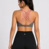 1h Original Lululemon Free to Be Serene™ Multi-Strap Bra – Heathered Grey/Pink Small