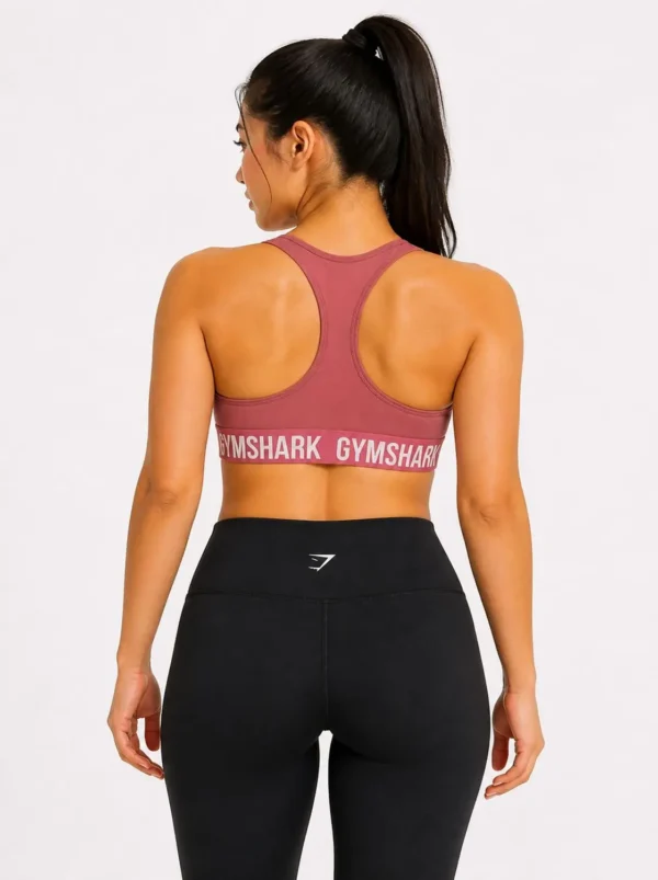 1q Original Gymshark CoreLogo Racerback Sports Bra – Rose Pink Extra Small
