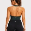 1u Original Gymshark StudioFlow Halter Support Training Top – Deep Forest Green Large
