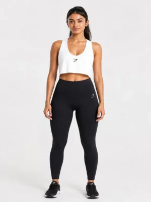 2h Original Gym Shark Essential Cropped Training Tank – White -Small