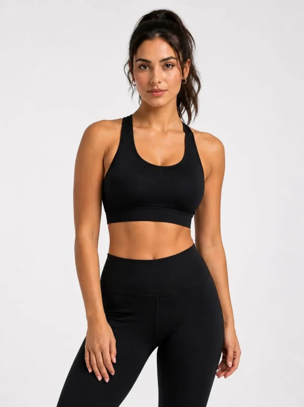 2k Original Gymshark Women’s High-Support Racerback Training Sports Bra – Black-Small