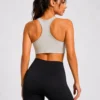2m Original Gymshark Women’s Racerback Training Sports Bra with Front Cut-Out Detail - light grey - Small