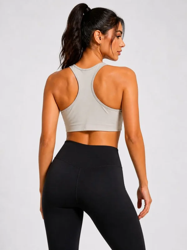 2m Original Gymshark Women’s Racerback Training Sports Bra with Front Cut-Out Detail - light grey - Small