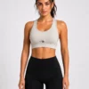 2n Original Gymshark Women’s Racerback Training Sports Bra with Front Cut-Out Detail - light grey - Small