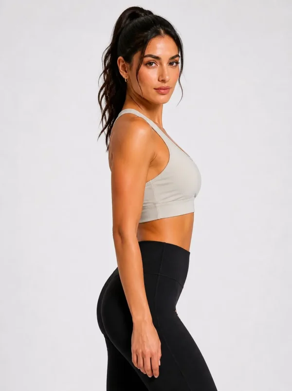2o Original Gymshark Women’s Racerback Training Sports Bra with Front Cut-Out Detail - light grey - Small