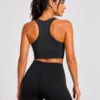 Original Gymshark Women’s High-Neck Seamless Training Sports Bra – Black - Medium
