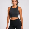 Original Gymshark Women’s High-Neck Seamless Training Sports Bra – Black - Medium