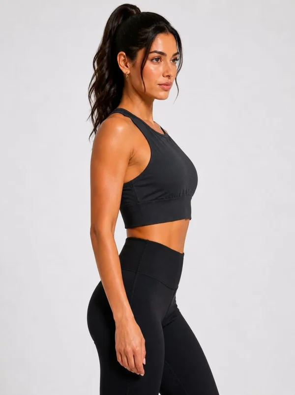Original Gymshark Women’s High-Neck Seamless Training Sports Bra – Black - Medium
