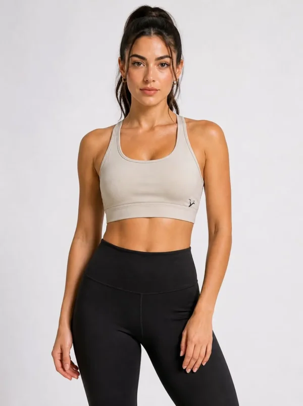 Original Gymshark Women’s Adjustable Strap Essential Training Sports Bra – Beige (Medium Support) Medium