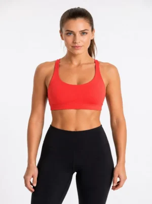 74 Original Lululemon Free to Be Serene Strappy Sports Bra – Hot Coral Leopard Strap Medium
