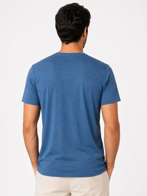 Men's Sky Blue Slub Performance V-Neck Size:Extra Large