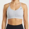 Original Gymshark FlexMotion Cross-Back Training Sports Bra – Light Grey Size: Small - view 2