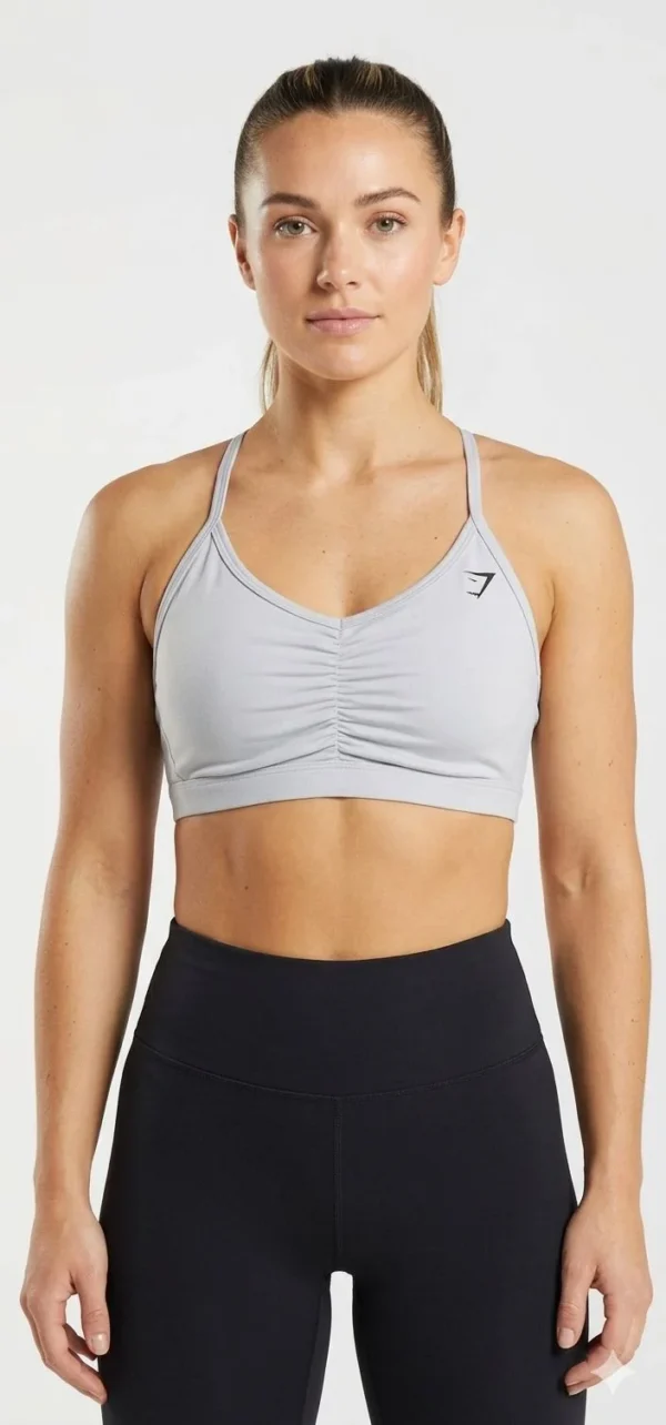 Original Gymshark FlexMotion Cross-Back Training Sports Bra – Light Grey Size: Small - view 2