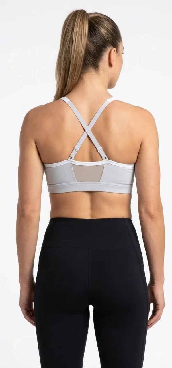 Original Gymshark FlexMotion Cross-Back Training Sports Bra – Light Grey Size: Small - view 3