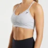 Original Gymshark FlexMotion Cross-Back Training Sports Bra – Light Grey Size: Small