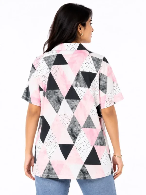 Original YATTA Golf Women’s Geometric Print Performance Polo Shirt – Pink Multi (XL)