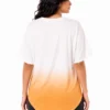 010 Time and Tru Women’s Ombre High-Low T-Shirt – White & Golden Yellow