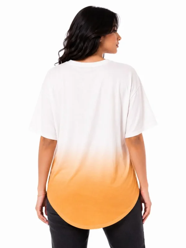 010 Time and Tru Women’s Ombre High-Low T-Shirt – White & Golden Yellow